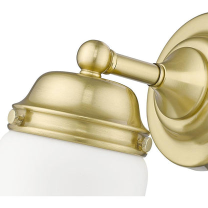 Z-Lite Vaughn 6" 1-Light Luxe Gold Steel Frame Matte Opal Glass Shade Wall Sconce