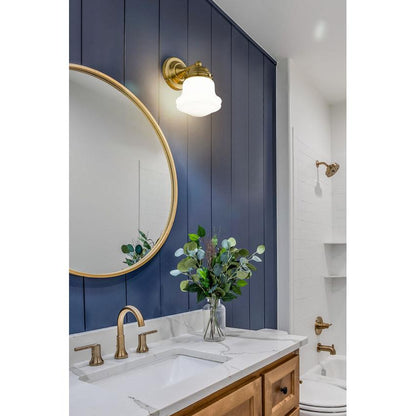 Z-Lite Vaughn 6" 1-Light Luxe Gold Steel Frame Matte Opal Glass Shade Wall Sconce