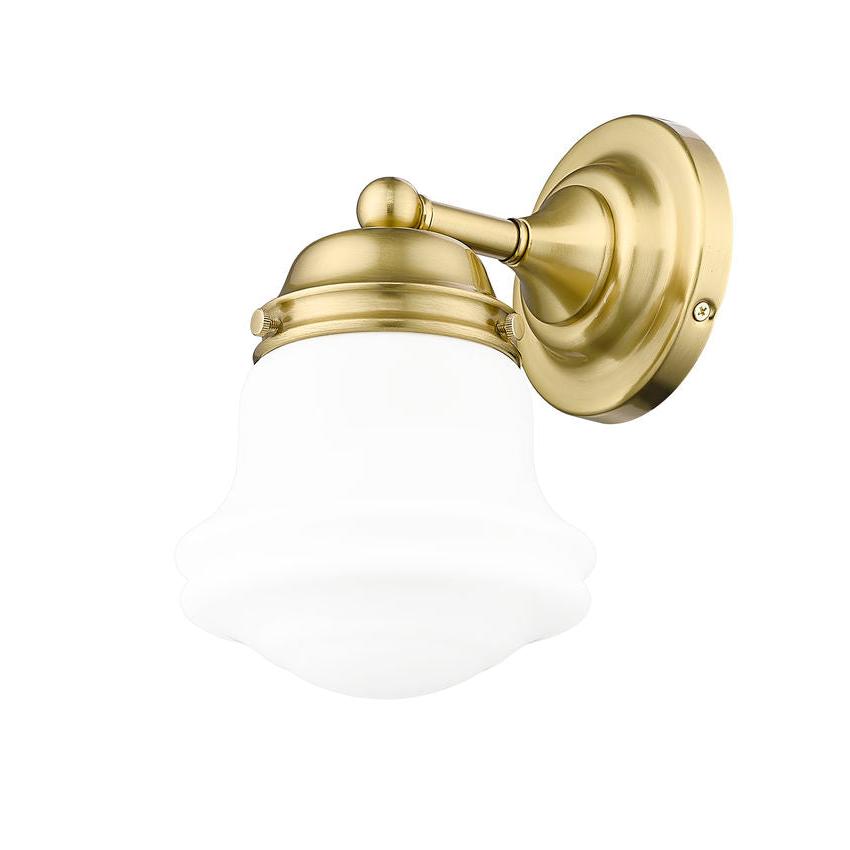 Z-Lite Vaughn 6" 1-Light Luxe Gold Steel Frame Matte Opal Glass Shade Wall Sconce