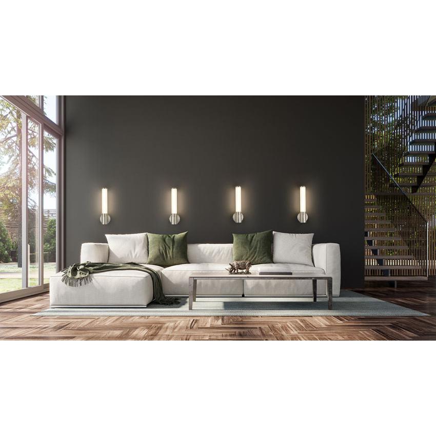 Z-Lite Warwick 17" 1-Light LED-Integrated Brushed Nickel Steel White Opal Glass Shade Wall Sconce