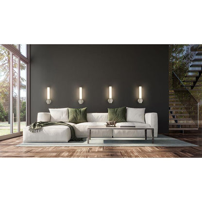 Z-Lite Warwick 17" 1-Light LED-Integrated Brushed Nickel Steel White Opal Glass Shade Wall Sconce
