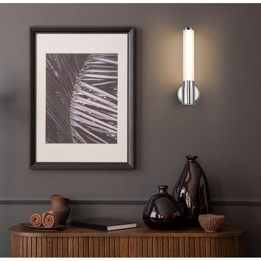 Z-Lite Warwick 17" 1-Light LED-Integrated Chrome Steel White Opal Glass Shade Wall Sconce