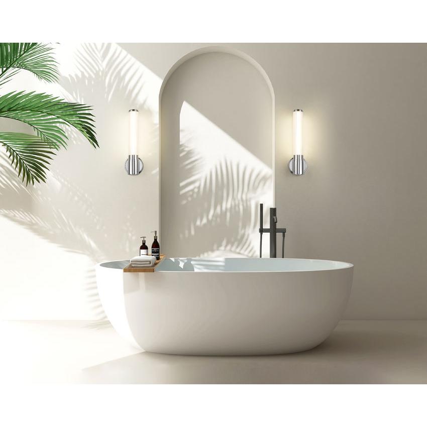 Z-Lite Warwick 17" 1-Light LED-Integrated Chrome Steel White Opal Glass Shade Wall Sconce