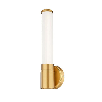 Z-Lite Warwick 17" 1-Light LED-Integrated Modern Gold Steel White Opal Glass Shade Wall Sconce