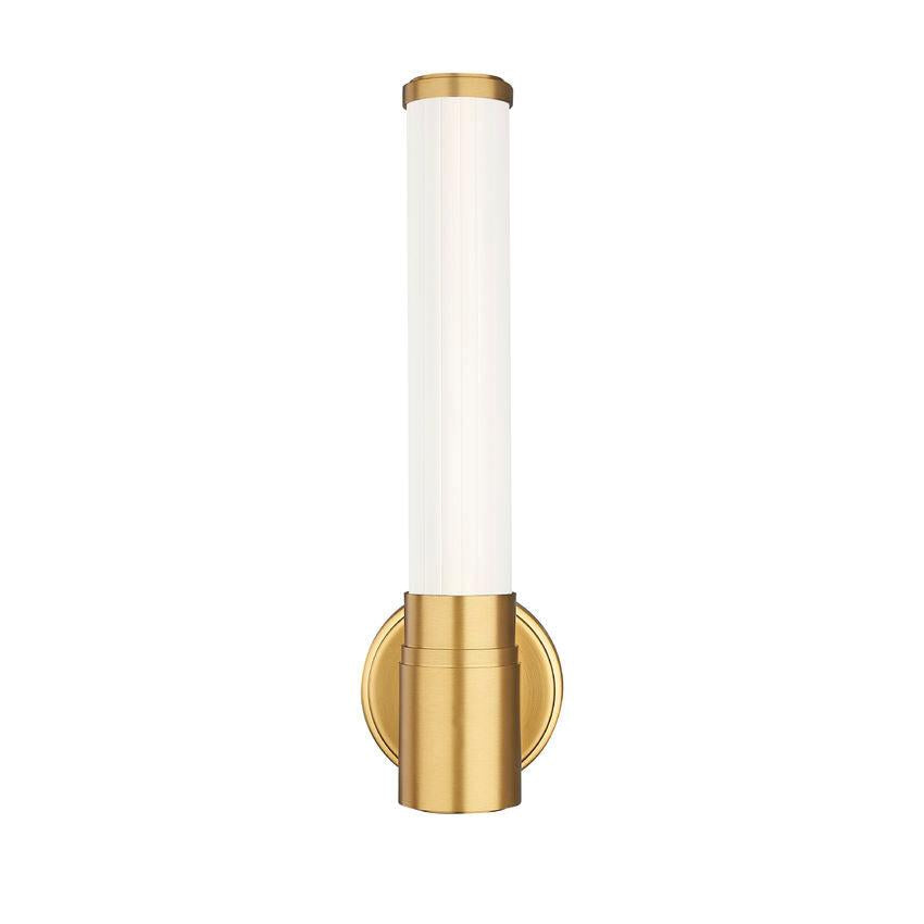 Z-Lite Warwick 17" 1-Light LED-Integrated Modern Gold Steel White Opal Glass Shade Wall Sconce