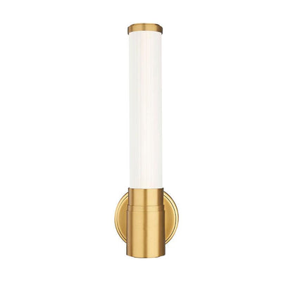 Z-Lite Warwick 17" 1-Light LED-Integrated Modern Gold Steel White Opal Glass Shade Wall Sconce