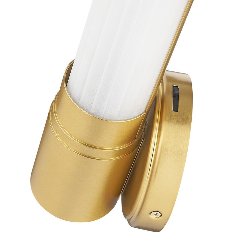 Z-Lite Warwick 17" 1-Light LED-Integrated Modern Gold Steel White Opal Glass Shade Wall Sconce