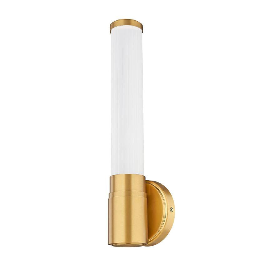 Z-Lite Warwick 17" 1-Light LED-Integrated Modern Gold Steel White Opal Glass Shade Wall Sconce