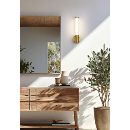 Z-Lite Warwick 17" 1-Light LED-Integrated Modern Gold Steel White Opal Glass Shade Wall Sconce