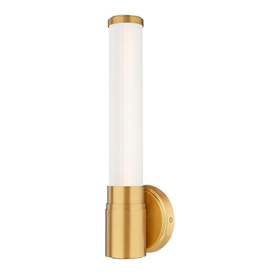 Z-Lite Warwick 17" 1-Light LED-Integrated Modern Gold Steel White Opal Glass Shade Wall Sconce
