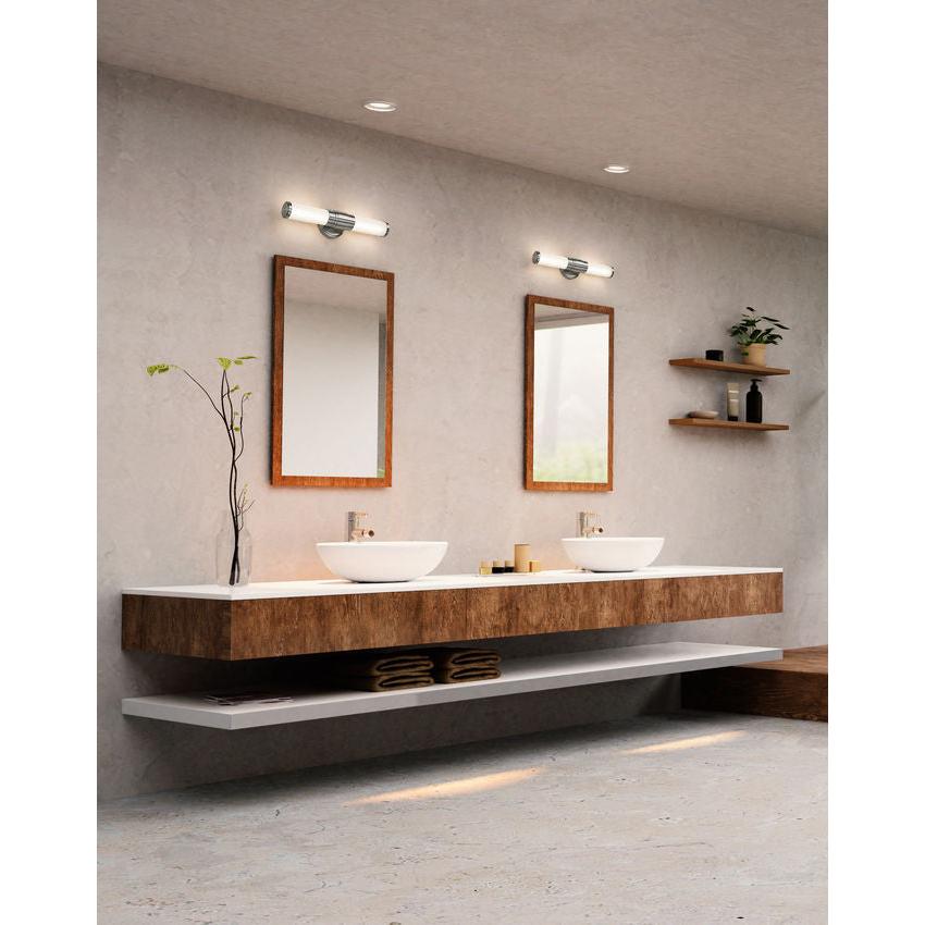 Z-Lite Warwick 19" 1-Light LED-Integrated Brushed Nickel Steel White Opal Glass Shade Vanity Lighting
