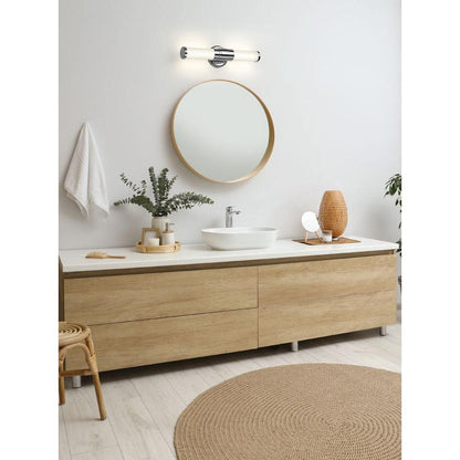 Z-Lite Warwick 19" 1-Light LED-Integrated Chrome Steel White Opal Glass Shade Vanity Lighting