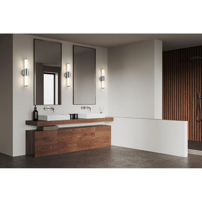 Z-Lite Warwick 19" 1-Light LED-Integrated Chrome Steel White Opal Glass Shade Vanity Lighting