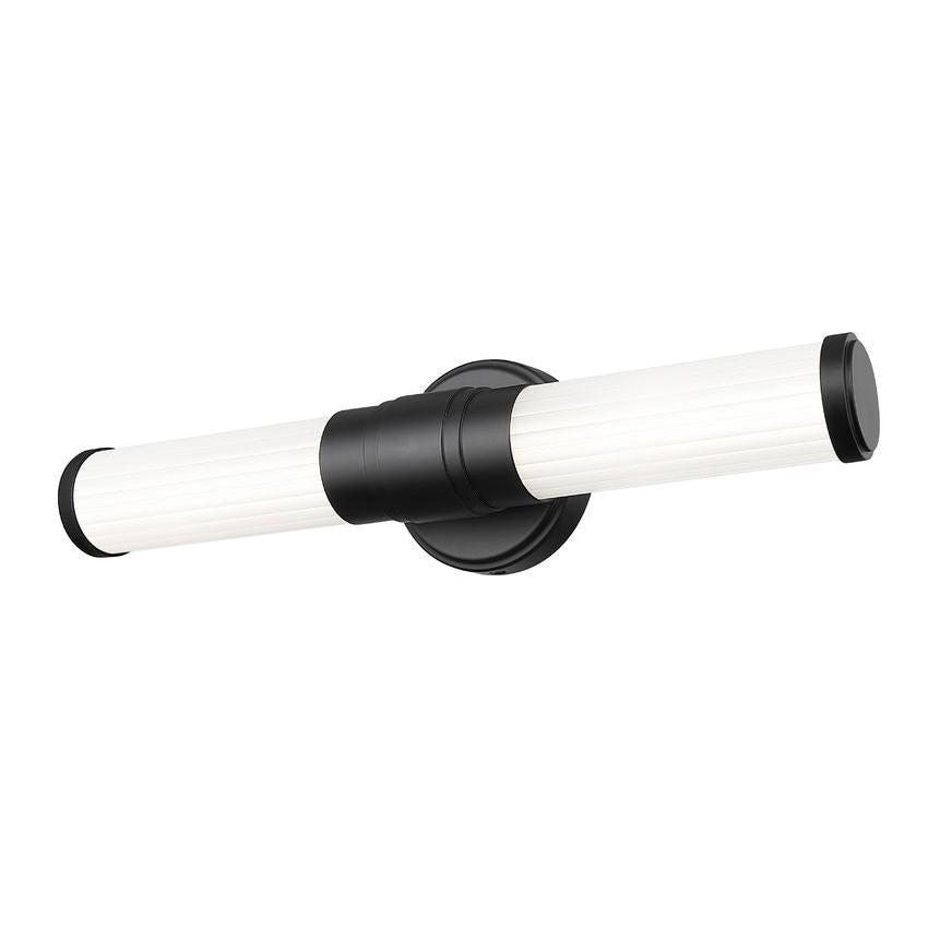 Z-Lite Warwick 19" 1-Light LED-Integrated Matte Black Steel White Opal Glass Shade Vanity Lighting