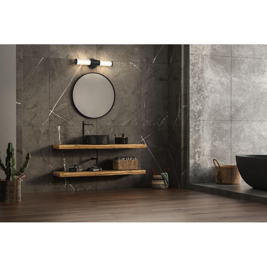 Z-Lite Warwick 19" 1-Light LED-Integrated Matte Black Steel White Opal Glass Shade Vanity Lighting