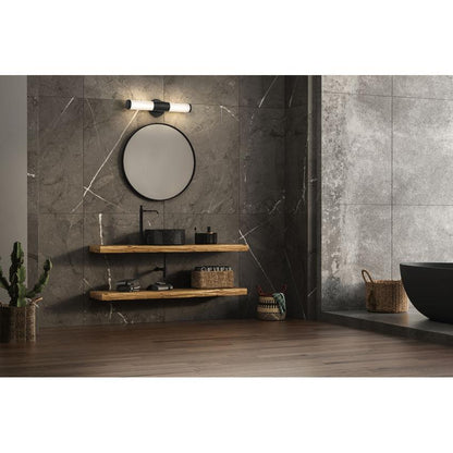 Z-Lite Warwick 19" 1-Light LED-Integrated Matte Black Steel White Opal Glass Shade Vanity Lighting