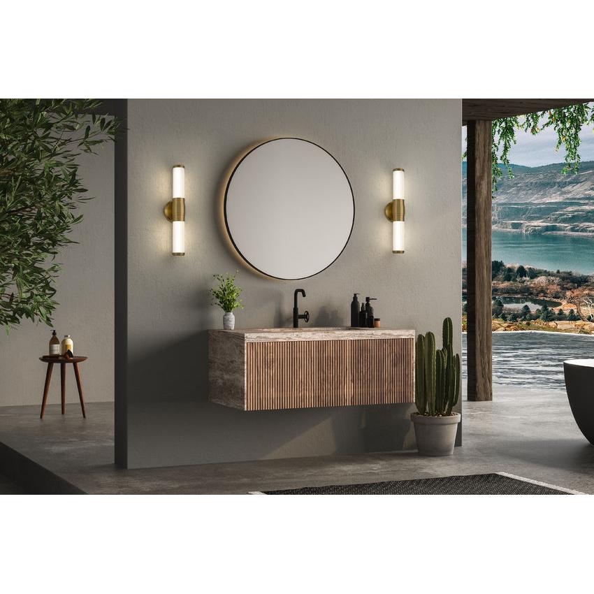 Z-Lite Warwick 19" 1-Light LED-Integrated Modern Gold Steel White Opal Glass Shade Vanity Lighting