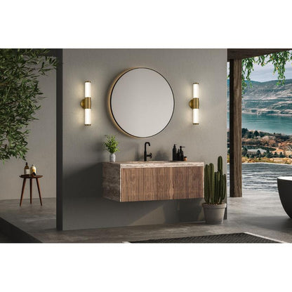 Z-Lite Warwick 19" 1-Light LED-Integrated Modern Gold Steel White Opal Glass Shade Vanity Lighting