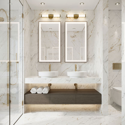 Z-Lite Warwick 19" 1-Light LED-Integrated Modern Gold Steel White Opal Glass Shade Vanity Lighting