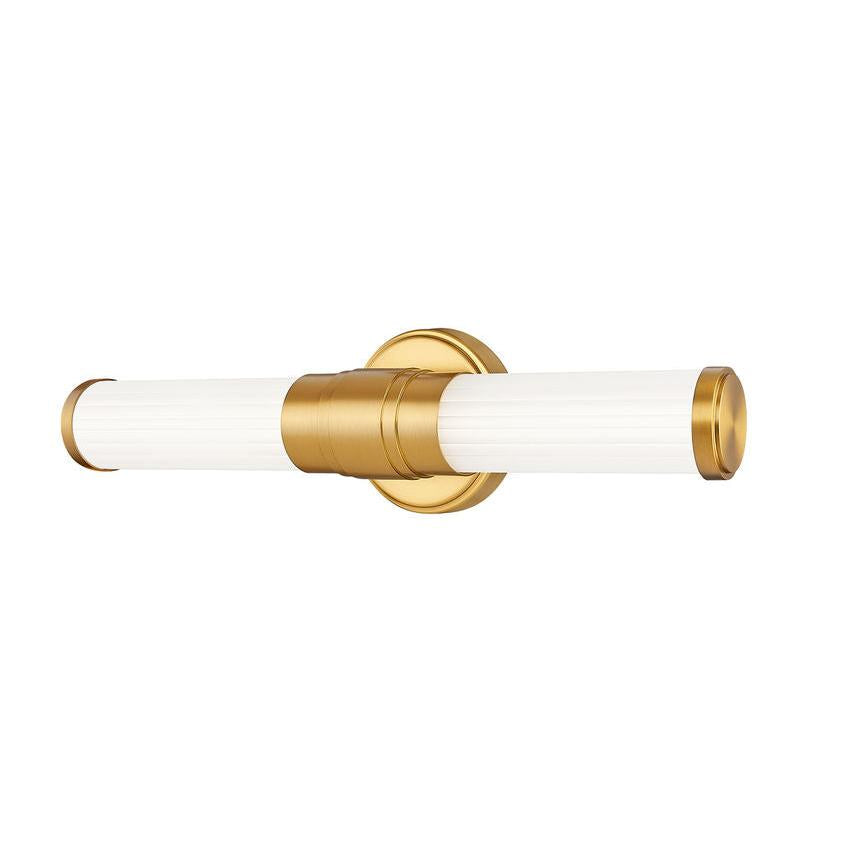 Z-Lite Warwick 19" 1-Light LED-Integrated Modern Gold Steel White Opal Glass Shade Vanity Lighting