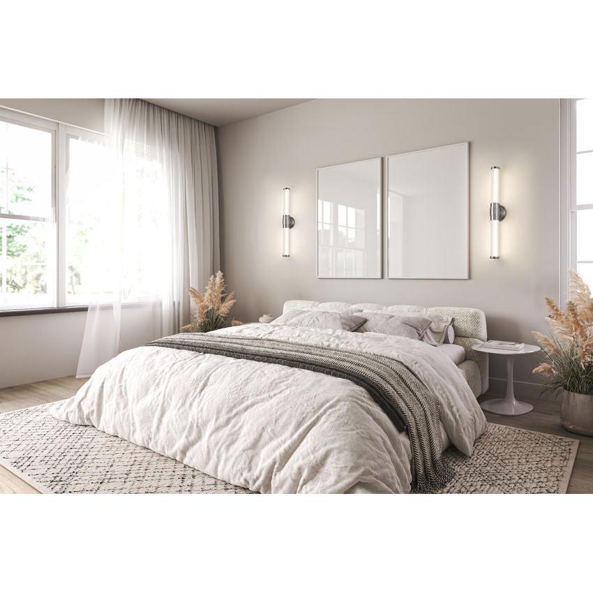Z-Lite Warwick 25" 1-Light LED-Integrated Brushed Nickel Steel White Opal Glass Shade Vanity Lighting