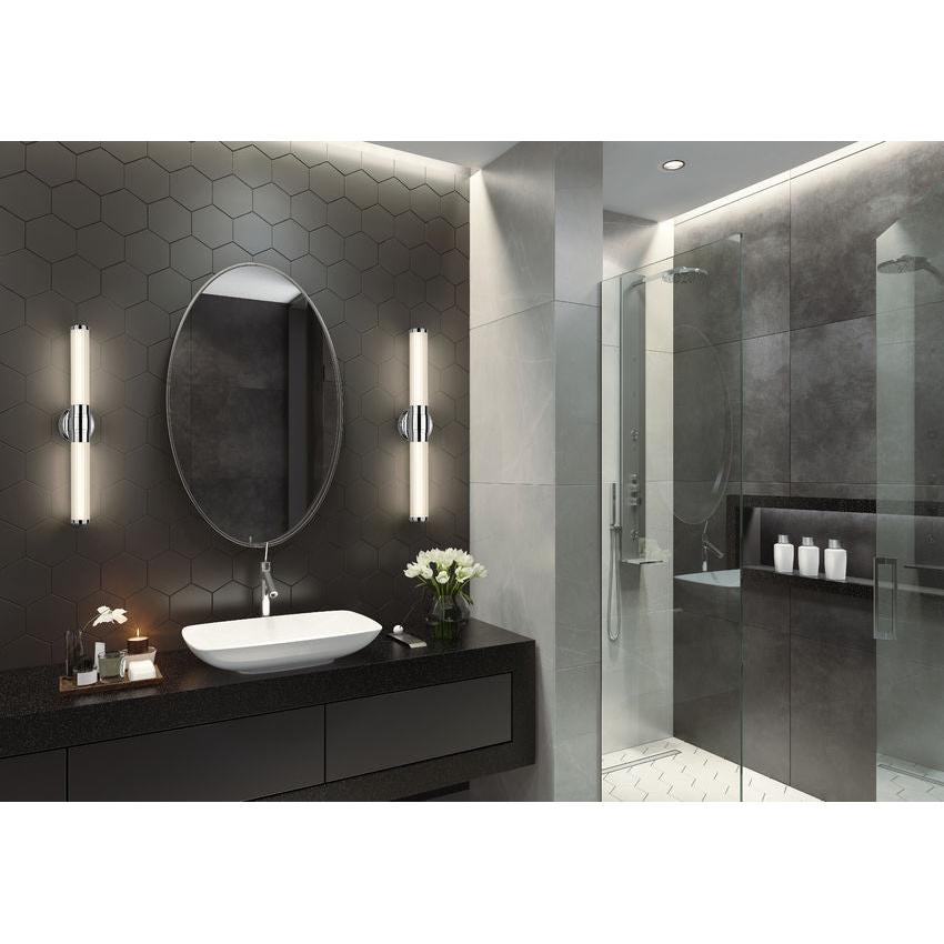 Z-Lite Warwick 25" 1-Light LED-Integrated Chrome Steel White Opal Glass Shade Vanity Lighting