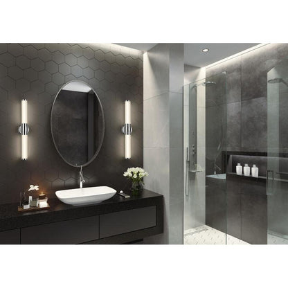 Z-Lite Warwick 25" 1-Light LED-Integrated Chrome Steel White Opal Glass Shade Vanity Lighting