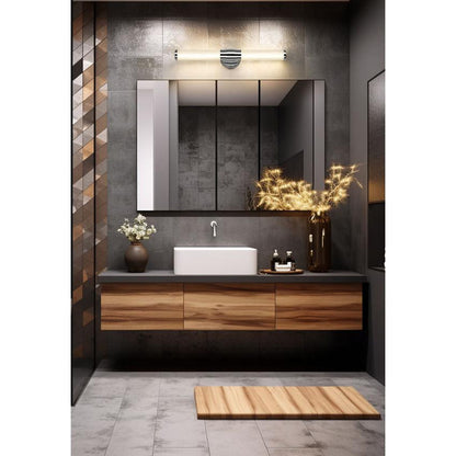 Z-Lite Warwick 25" 1-Light LED-Integrated Chrome Steel White Opal Glass Shade Vanity Lighting