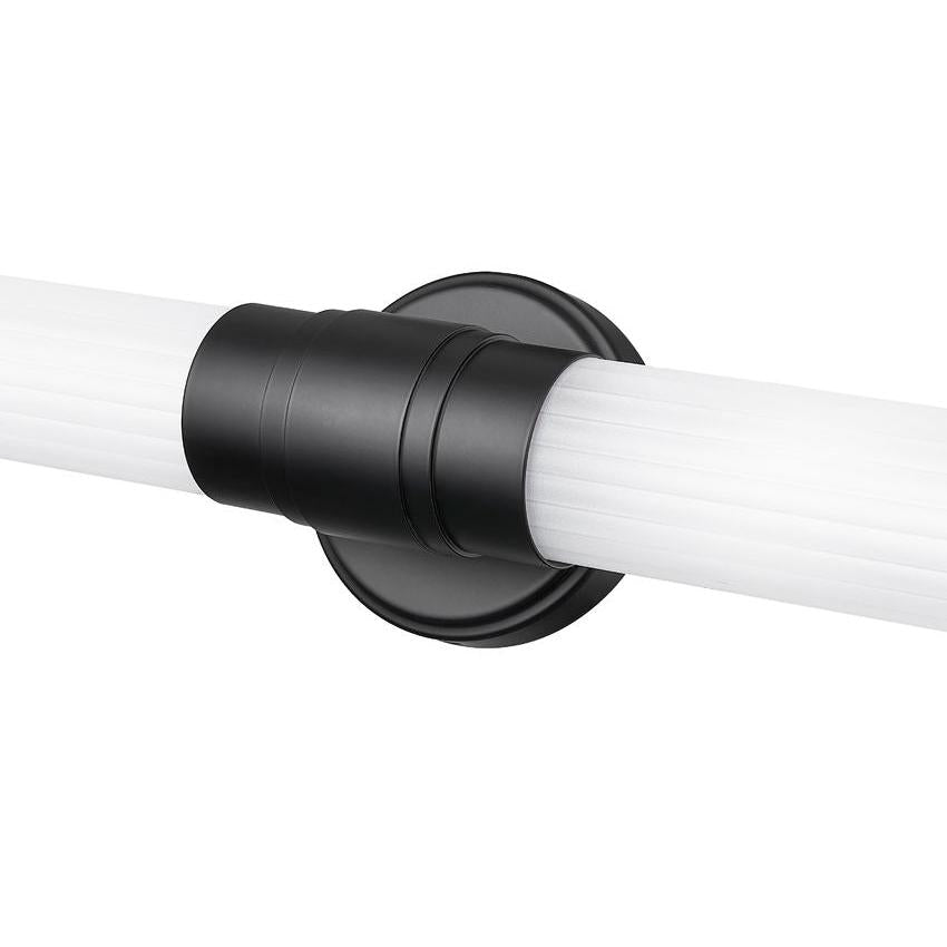 Z-Lite Warwick 25" 1-Light LED-Integrated Matte Black Steel White Opal Glass Shade Vanity Lighting