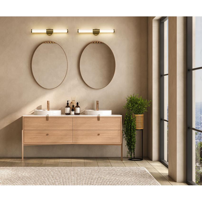 Z-Lite Warwick 25" 1-Light LED-Integrated Modern Gold Steel White Opal Glass Shade Vanity Lighting