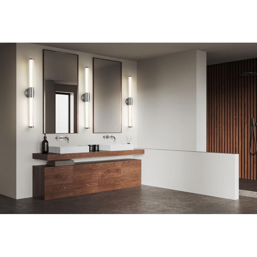Z-Lite Warwick 33" 1-Light LED-Integrated Brushed Nickel Steel White Opal Glass Shade Vanity Lighting