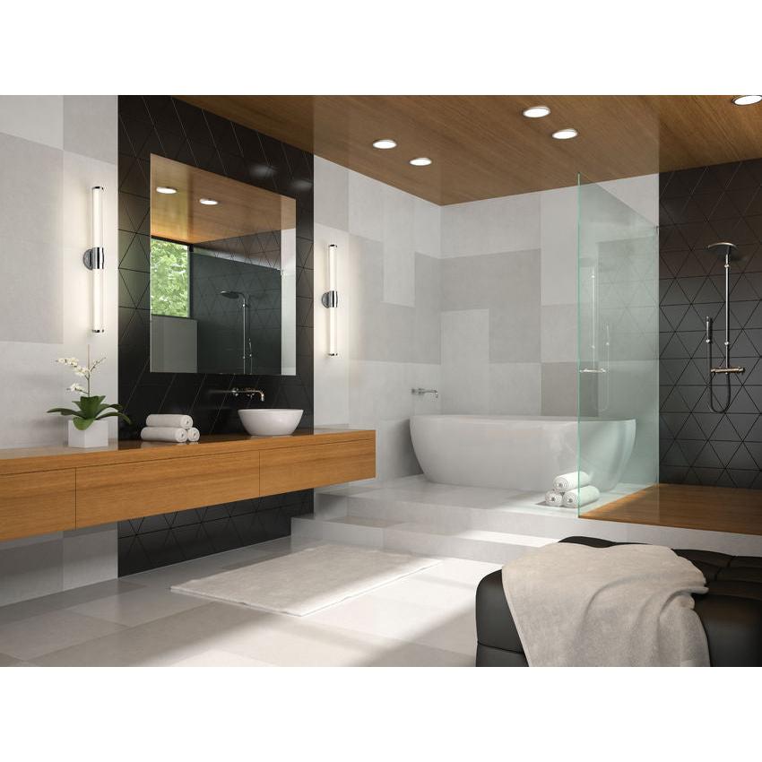 Z-Lite Warwick 33" 1-Light LED-Integrated Chrome Steel White Opal Glass Shade Vanity Lighting