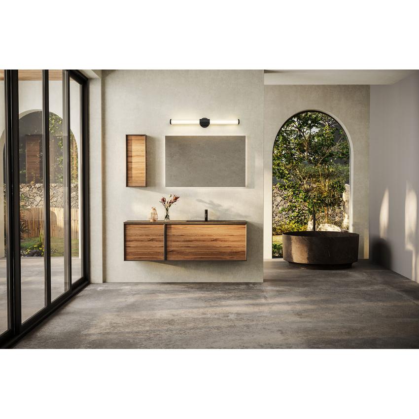 Z-Lite Warwick 33" 1-Light LED-Integrated Matte Black Steel White Opal Glass Shade Vanity Lighting