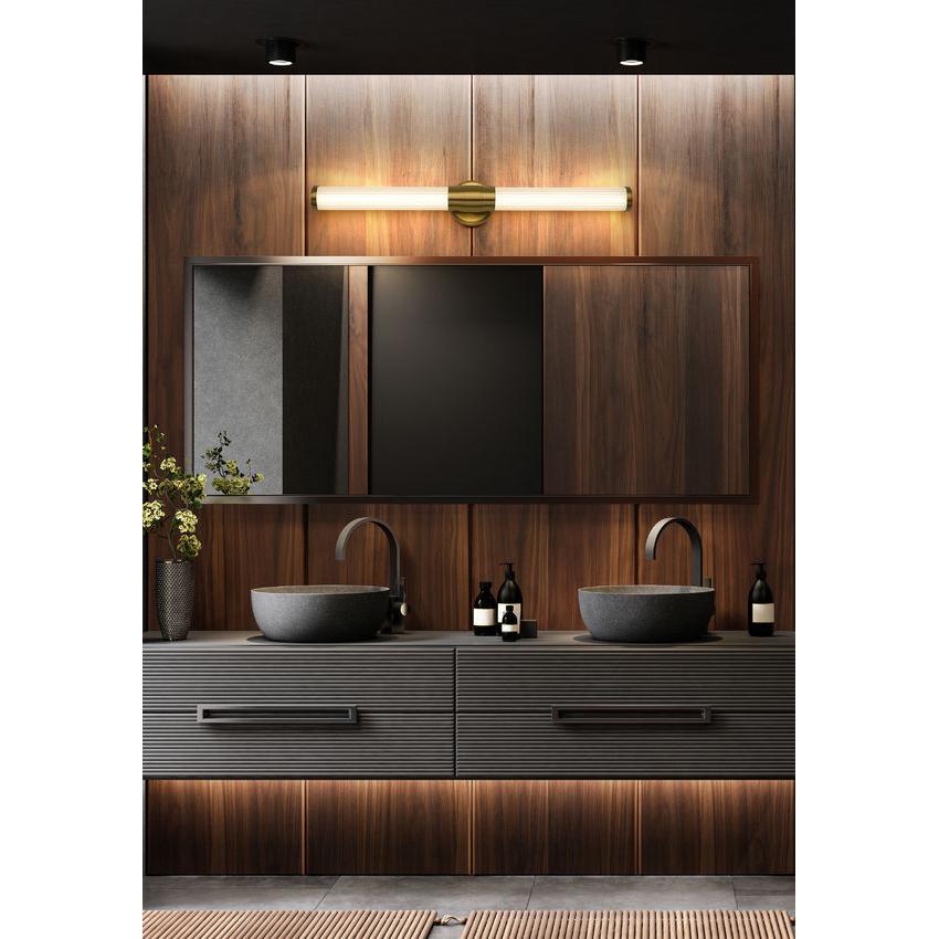 Z-Lite Warwick 33" 1-Light LED-Integrated Modern Gold Steel White Opal Glass Shade Vanity Lighting