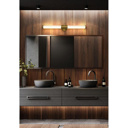 Z-Lite Warwick 33" 1-Light LED-Integrated Modern Gold Steel White Opal Glass Shade Vanity Lighting