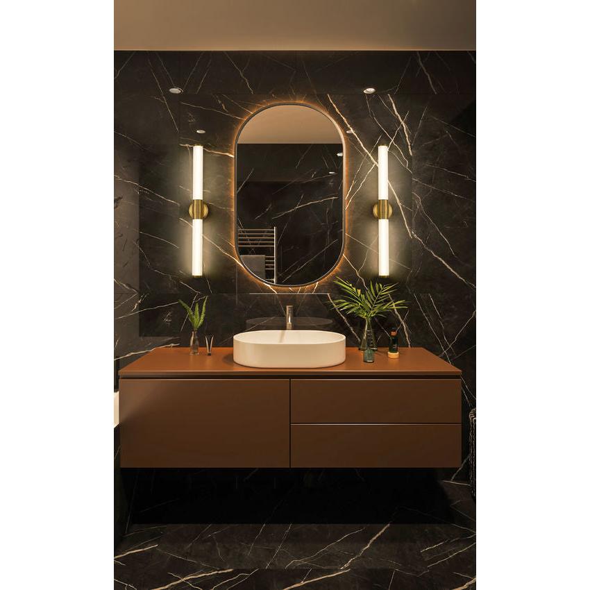 Z-Lite Warwick 33" 1-Light LED-Integrated Modern Gold Steel White Opal Glass Shade Vanity Lighting