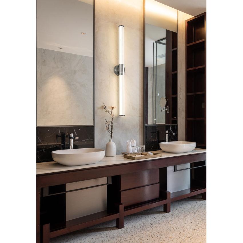 Z-Lite Warwick 40" 1-Light LED-Integrated Brushed Nickel Steel White Opal Glass Shade Vanity Lighting