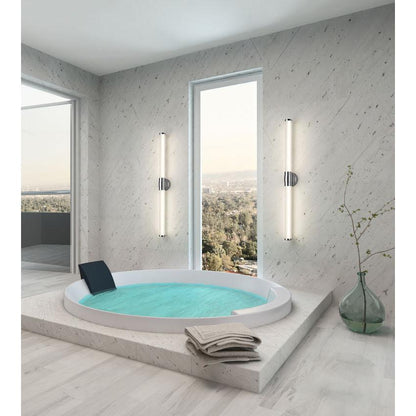 Z-Lite Warwick 40" 1-Light LED-Integrated Chrome Steel White Opal Glass Shade Vanity Lighting