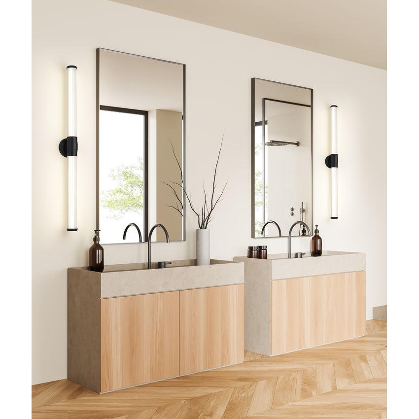 Z-Lite Warwick 40" 1-Light LED-Integrated Matte Black Steel White Opal Glass Shade Vanity Lighting