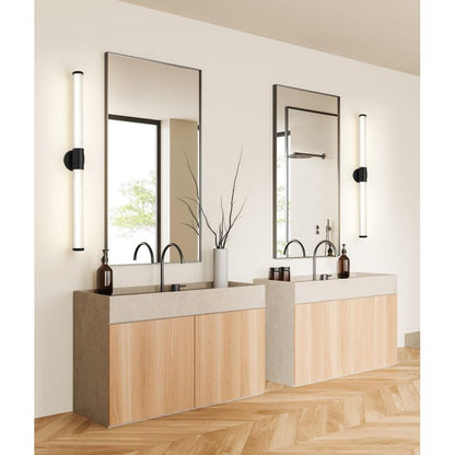 Z-Lite Warwick 40" 1-Light LED-Integrated Matte Black Steel White Opal Glass Shade Vanity Lighting