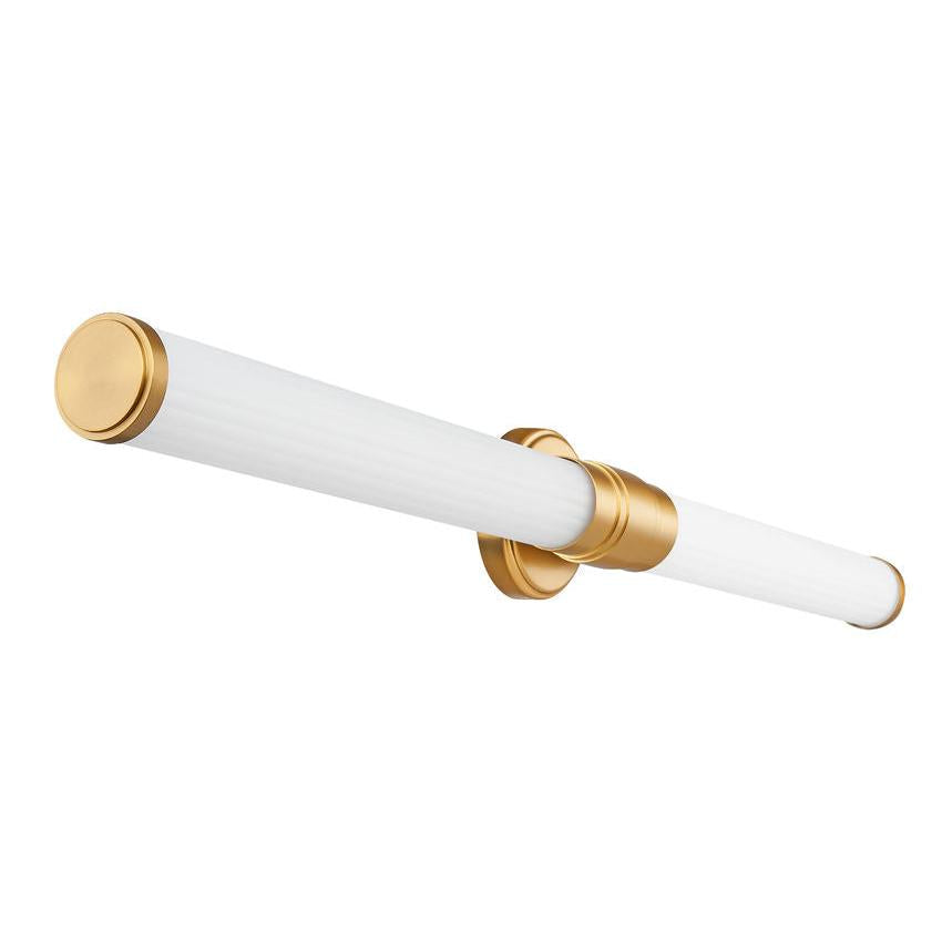 Z-Lite Warwick 40" 1-Light LED-Integrated Modern Gold Steel White Opal Glass Shade Vanity Lighting