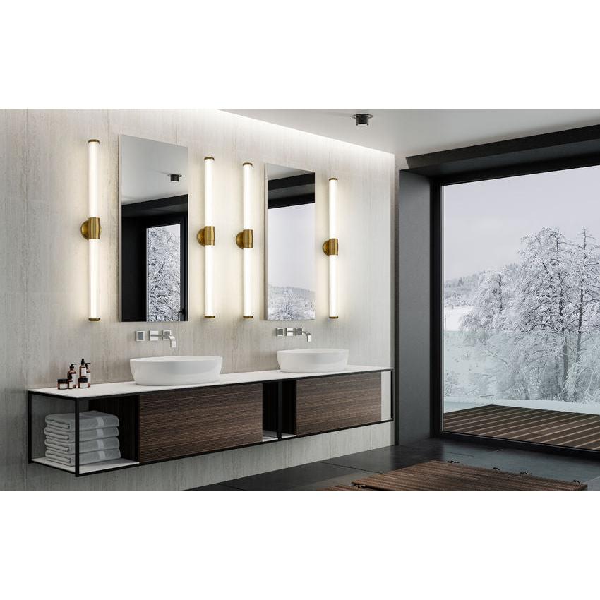 Z-Lite Warwick 40" 1-Light LED-Integrated Modern Gold Steel White Opal Glass Shade Vanity Lighting