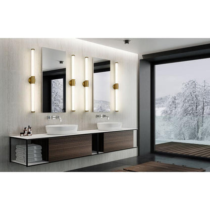 Z-Lite Warwick 40" 1-Light LED-Integrated Modern Gold Steel White Opal Glass Shade Vanity Lighting