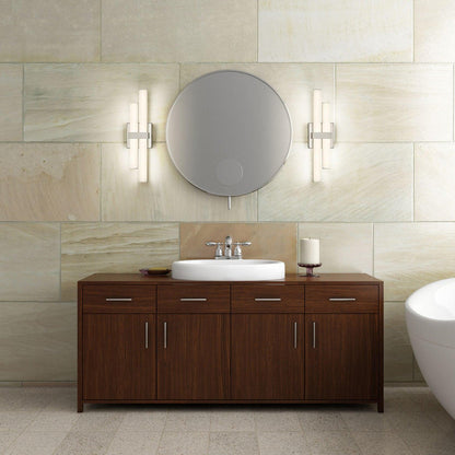 Z-Lite Zane 18" 2-Light LED Brushed Nickel and Frosted Shade Vanity Light