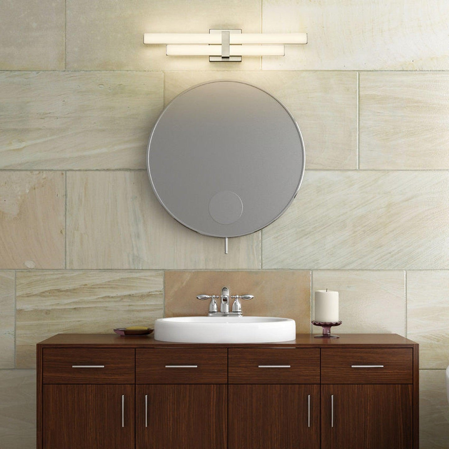 Z-Lite Zane 25" 2-Light LED Brushed Nickel and Frosted Shade Vanity Light