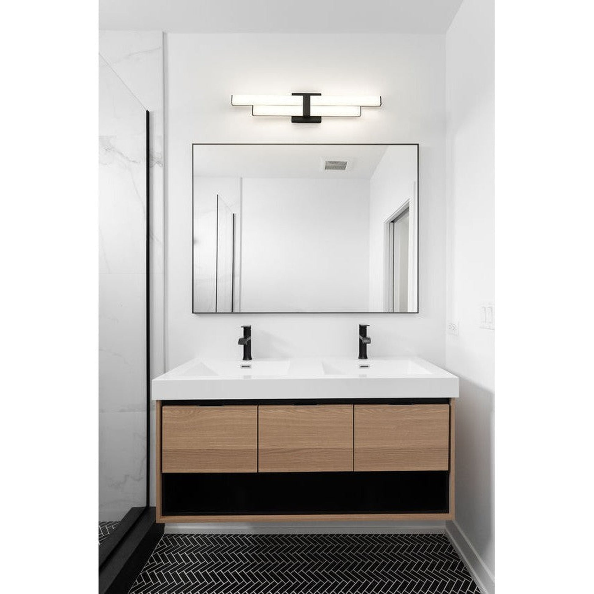 Z-Lite Zane 25" 2-Light LED Matte Black and Frosted Shade Vanity Light