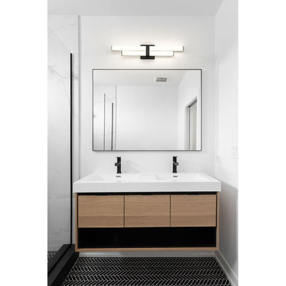 Z-Lite Zane 25" 2-Light LED Matte Black and Frosted Shade Vanity Light