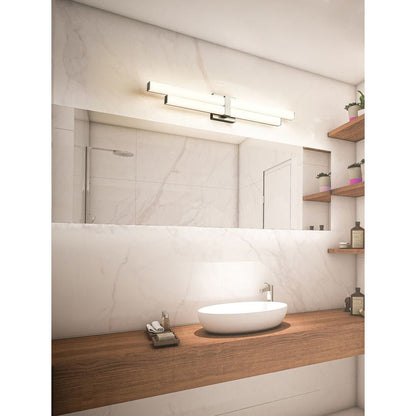 Z-Lite Zane 32" 2-Light LED Brushed Nickel and Frosted Shade Vanity Light