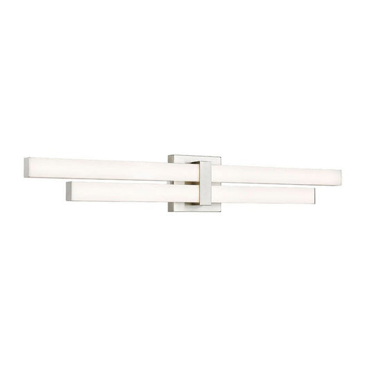 Z-Lite Zane 32" 2-Light LED Brushed Nickel and Frosted Shade Vanity Light