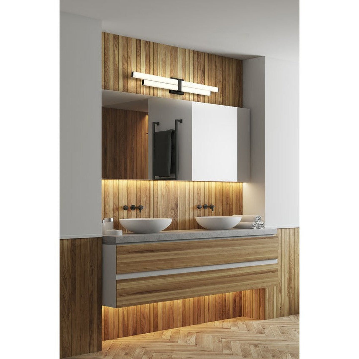 Z-Lite Zane 32" 2-Light LED Matte Black and Frosted Shade Vanity Light